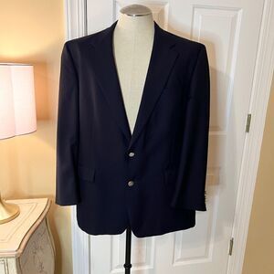 EUC Men's Vintage Burberry's Classic Navy Blue Blazer Sport Coat Jacket 43R